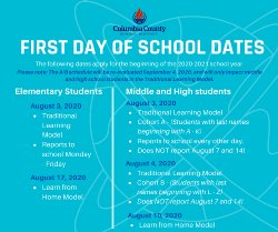 First day of school start dates 